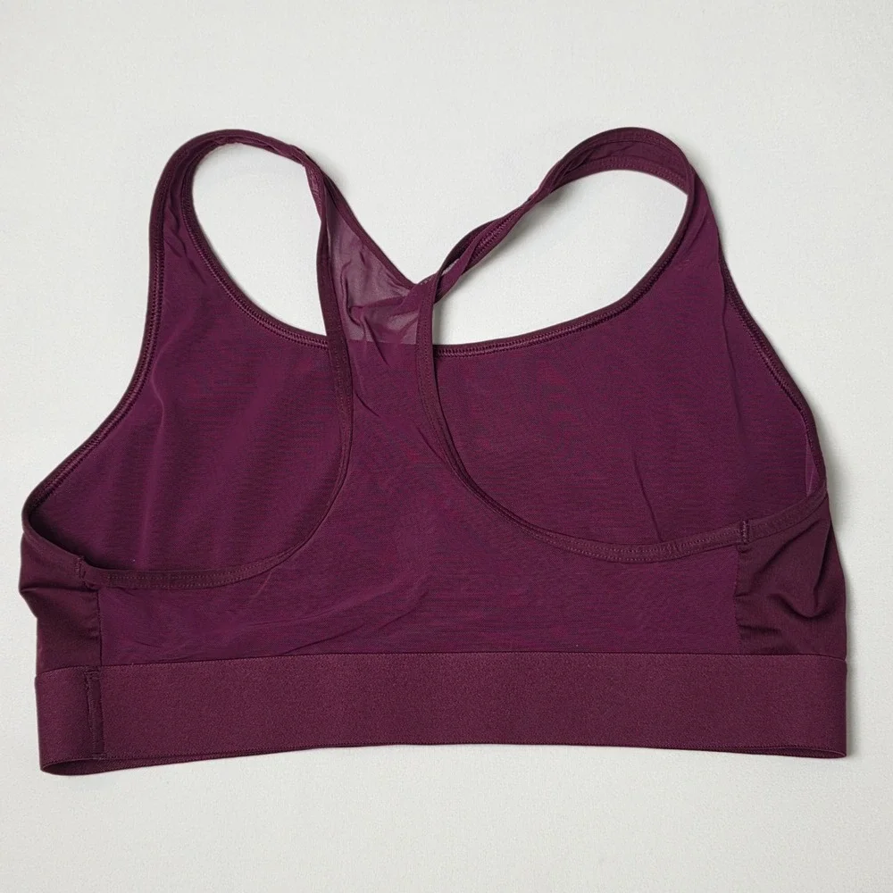 Victoria Secret Sport Racerback Sport Bra Womens L Maroon Glitter Logo Mesh Back